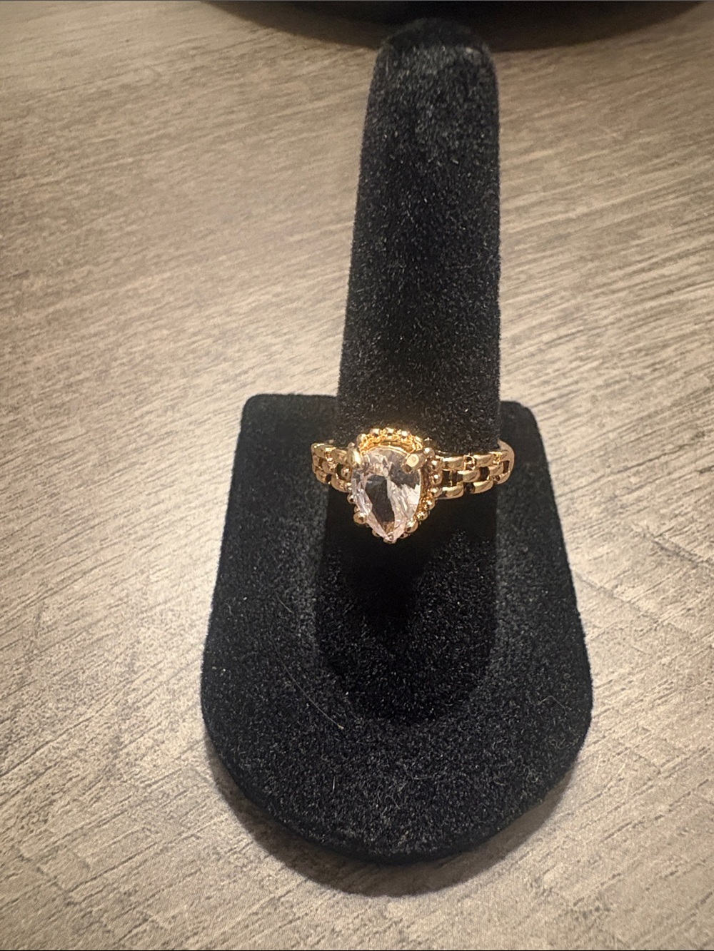 Gold Teardrop Crystal Ring - Women's Fashion Jewelry